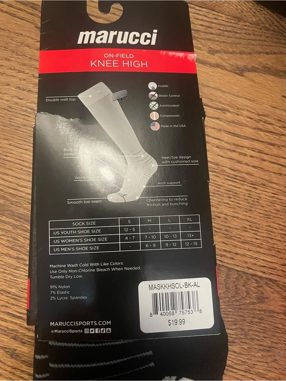 Marucci large Men's Black Knee High On-Field Socks